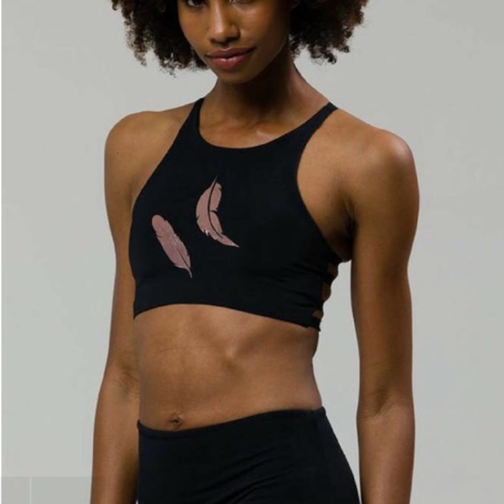 Onzie Strappy Top with Rose Gold Foil Feathers - Picture 3 of 9